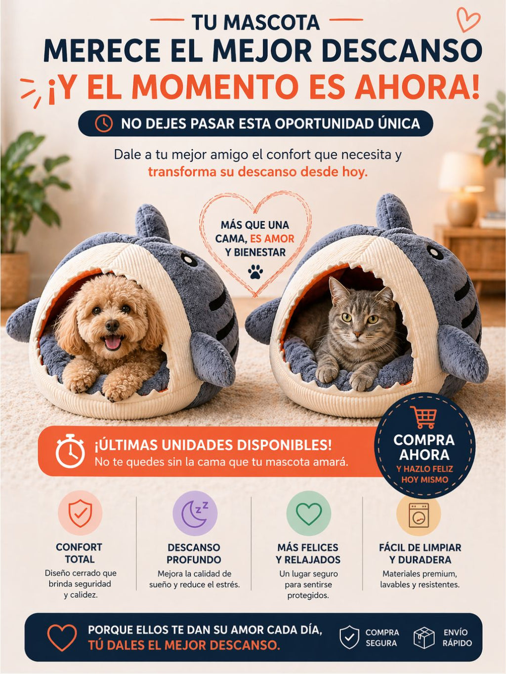 Cama tiburón Anti estrés
