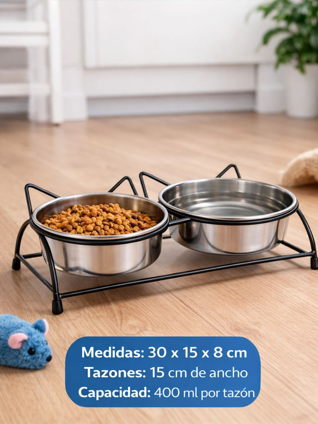 Comedor Doble Elevado para Gato – Antideslizante y Desmontable
