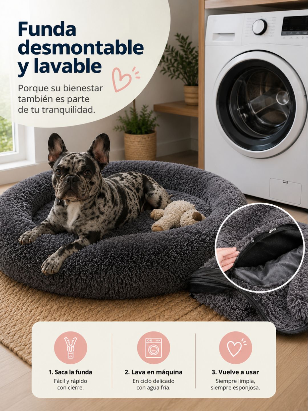 Cama Premium Desmontable Lavable para Perros (Preventa 👀)