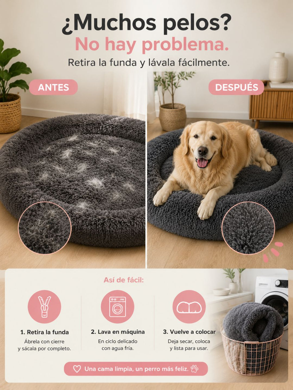 Cama Premium Desmontable Lavable para Perros (Preventa 👀)