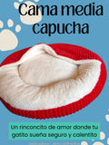 Cama media capucha roja para gatos – 50 cm de ancho