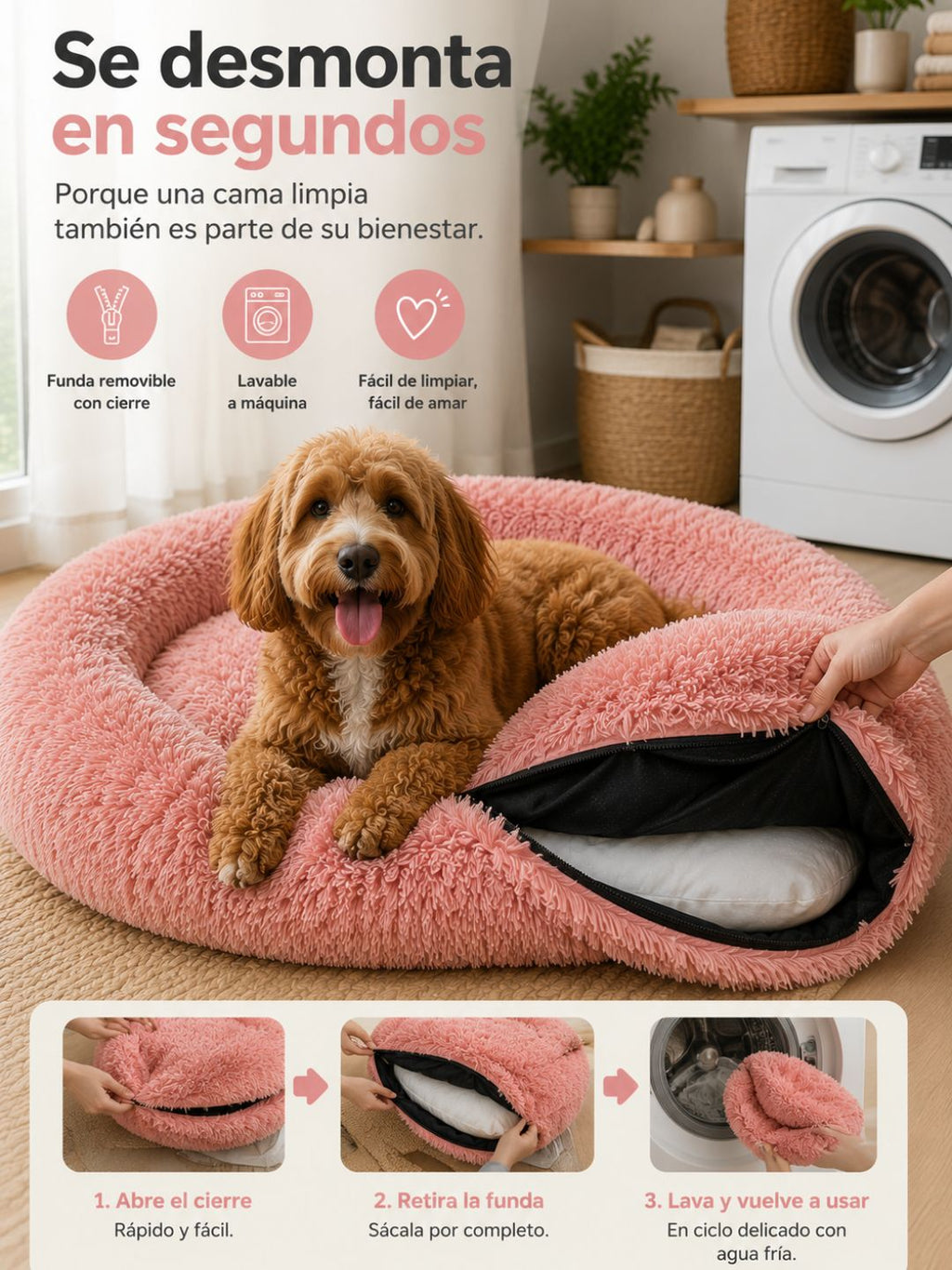Cama Premium Desmontable Lavable para Perros (Preventa 👀)