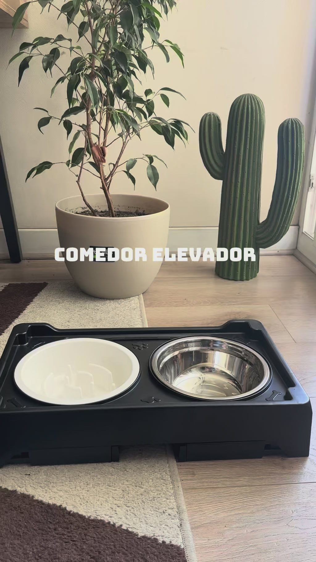 Comedor Ajustable para perros – Altura regulable de 10 a 30 cm de altura + bowls antiestres
