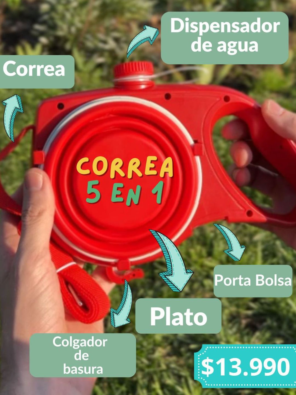 Correa 5 en 1 multifuncional Resistente hasta perros de 50 kg